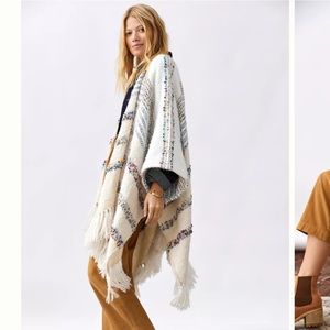 Anthropologie Striped Fringe Cardigan